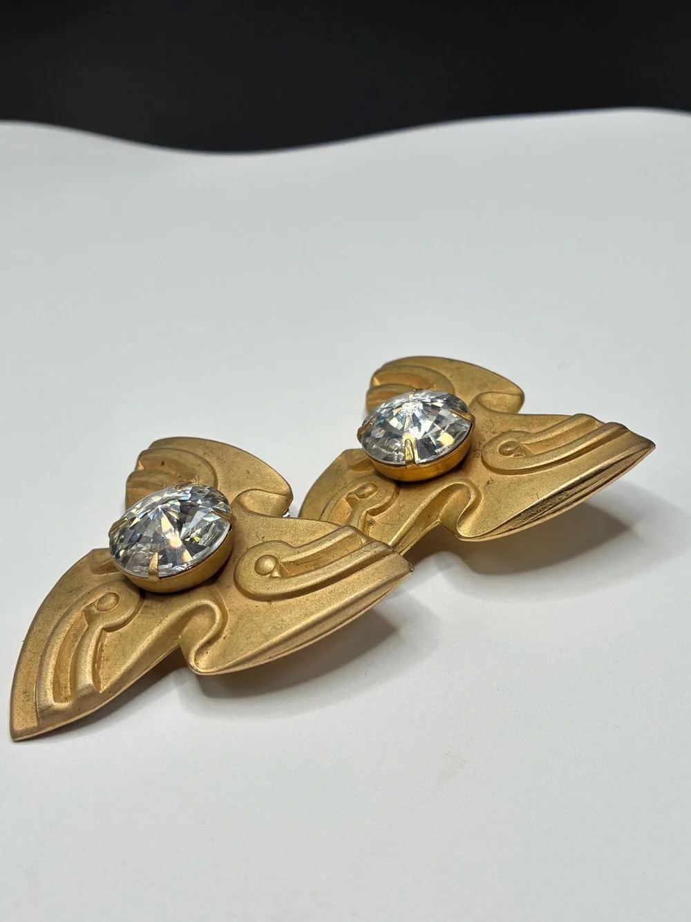 1980’s Gold-Tone Pinwheel Crystal Earrings - Women's Jewelry